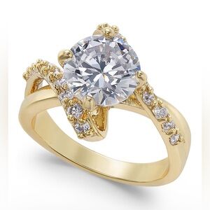 Charter Club Gold Plate Crystal Bypass Ring